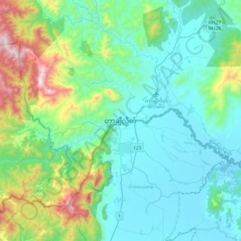 Tachileik topographic map, elevation, terrain