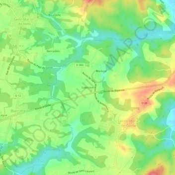Sallenave topographic map, elevation, terrain