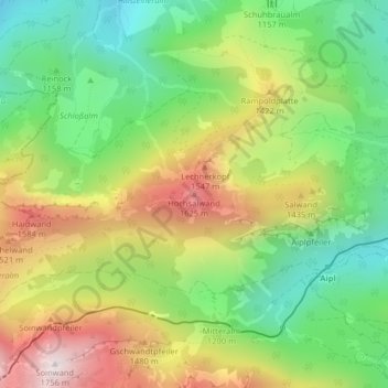 Hochsalwand topographic map, elevation, terrain