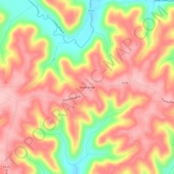South Ridge topographic map, elevation, terrain