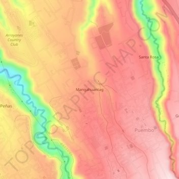 Mangahuantag topographic map, elevation, terrain