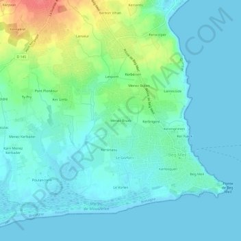 Menez Bruck topographic map, elevation, terrain