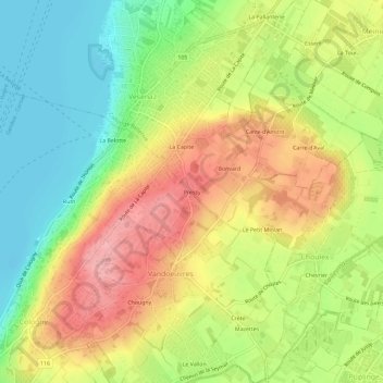 Pressy topographic map, elevation, terrain