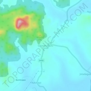 Chandragutti topographic map, elevation, terrain