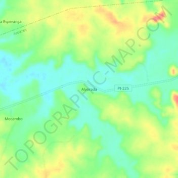 Alvorada topographic map, elevation, terrain