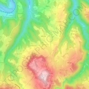 Arnoux topographic map, elevation, terrain