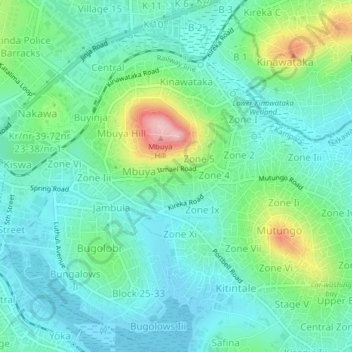 Zone 10 topographic map, elevation, terrain