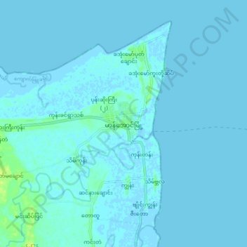 Manaung topographic map, elevation, terrain