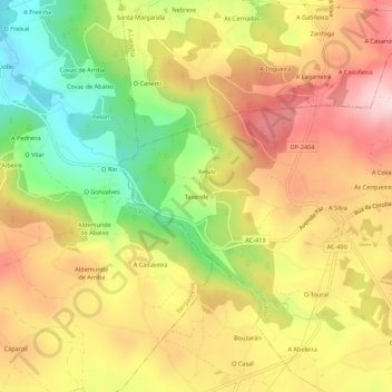 Tasende topographic map, elevation, terrain