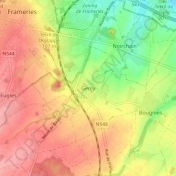 Genly topographic map, elevation, terrain