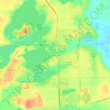 Lauderdale topographic map, elevation, terrain