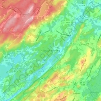 Hampton Township topographic map, elevation, terrain