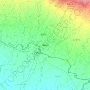 Birgunj topographic map, elevation, terrain