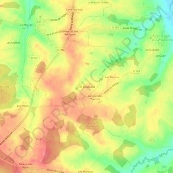 Les Boudeaux topographic map, elevation, terrain