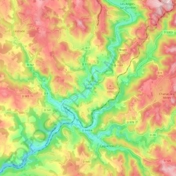 Tulle topographic map, elevation, terrain