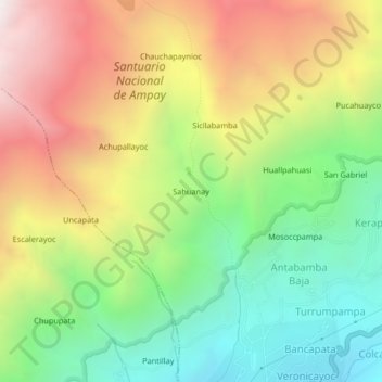 Sahuanay topographic map, elevation, terrain