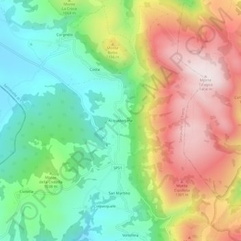 Acquapagana topographic map, elevation, terrain