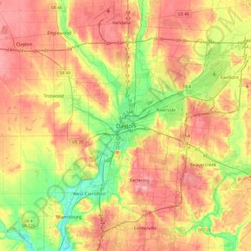 Dayton topographic map, elevation, terrain