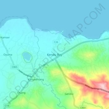 Kendu Bay topographic map, elevation, terrain