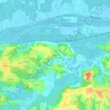 Burgada topographic map, elevation, terrain