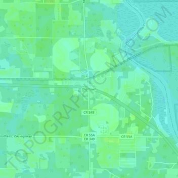 Old Town topographic map, elevation, terrain