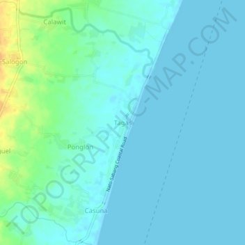 Tagas topographic map, elevation, terrain