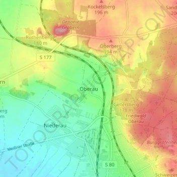 Oberau topographic map, elevation, terrain