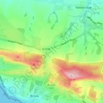 Chessell topographic map, elevation, terrain