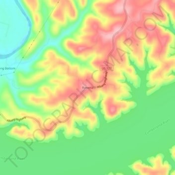 Rowena topographic map, elevation, terrain