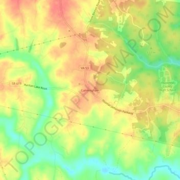 Cunningham topographic map, elevation, terrain