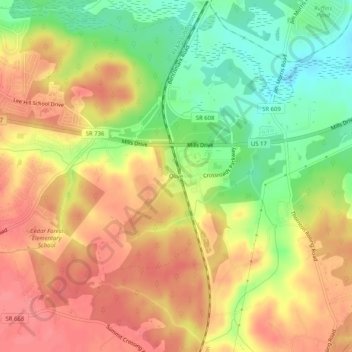 Olive topographic map, elevation, terrain