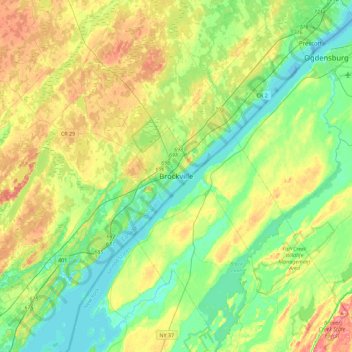 Brockville topographic map, elevation, terrain