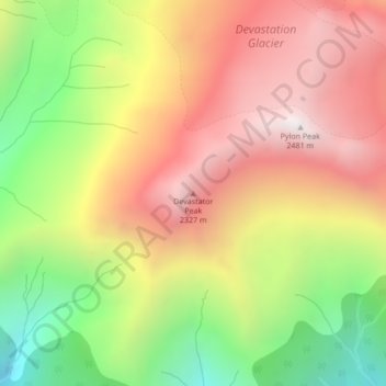 Devastator Peak topographic map, elevation, terrain