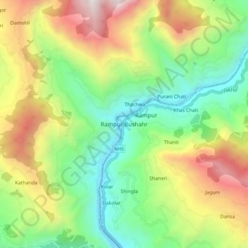 Rampur Bushahr topographic map, elevation, terrain