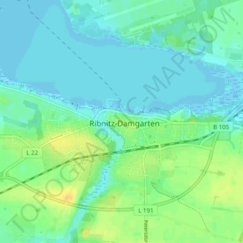 Ribnitz topographic map, elevation, terrain