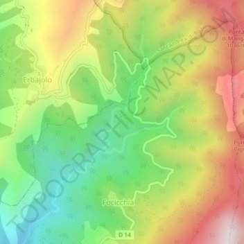 San Salvadore topographic map, elevation, terrain