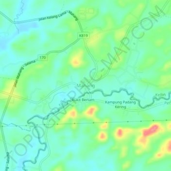 Mahang topographic map, elevation, terrain