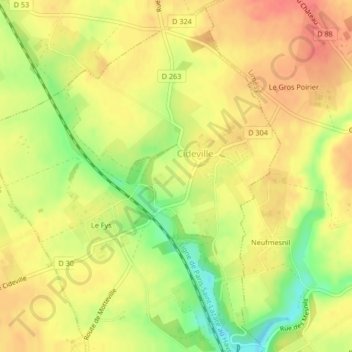 Le Mont Pincon topographic map, elevation, terrain