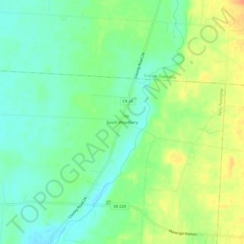 South Woodbury topographic map, elevation, terrain