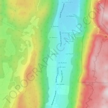 Les Berts topographic map, elevation, terrain