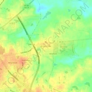 Brians Chase topographic map, elevation, terrain