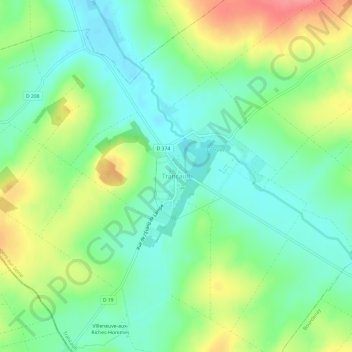Trancault topographic map, elevation, terrain