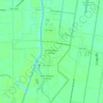 Jones Addition Colonia topographic map, elevation, terrain