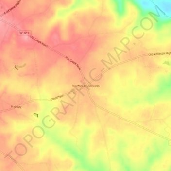 Midway Crossroads topographic map, elevation, terrain