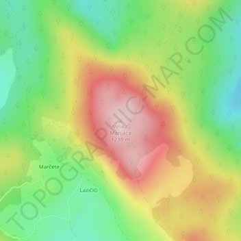 Velika Manjača topographic map, elevation, terrain