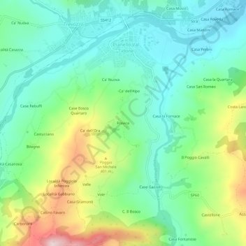 Fravica topographic map, elevation, terrain