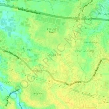 Talaga Sari topographic map, elevation, terrain