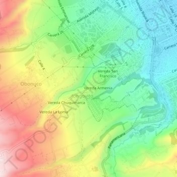 Vereda San Pedro topographic map, elevation, terrain