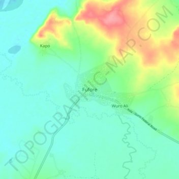 Fufore topographic map, elevation, terrain