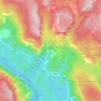 Homdrom topographic map, elevation, terrain